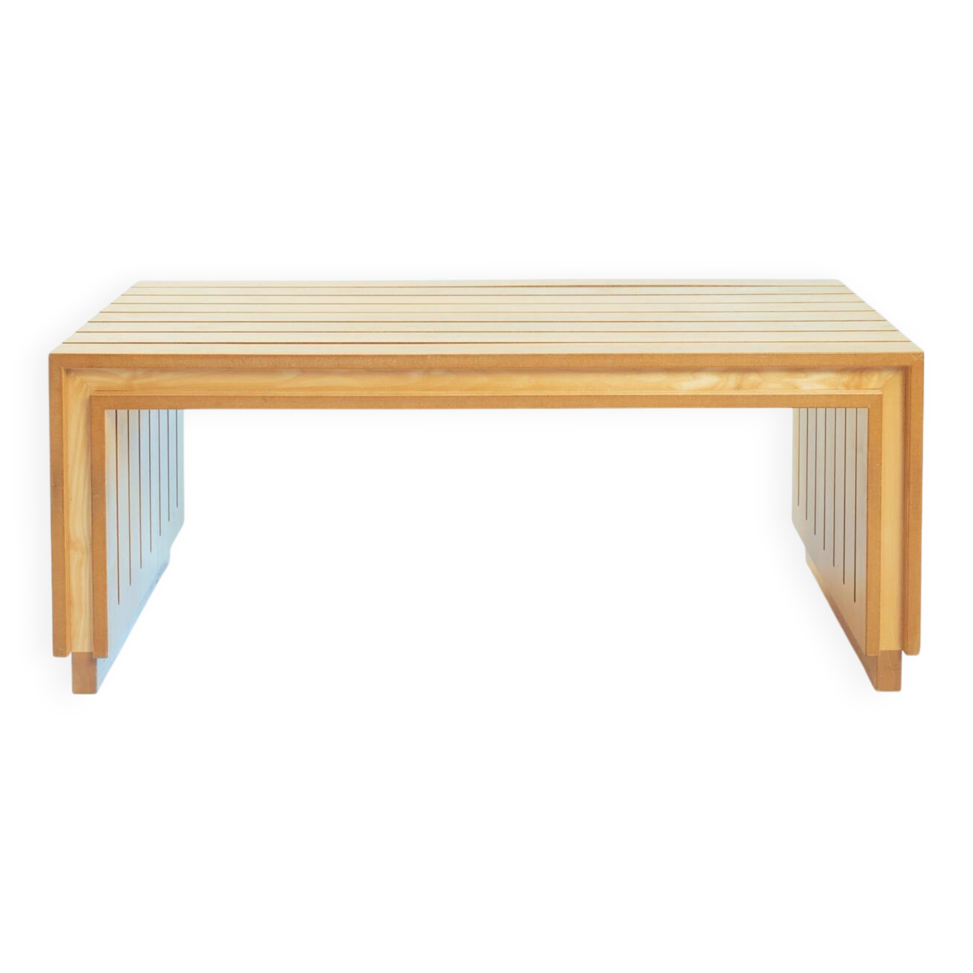 Ruudjan Kokke Dutch design slat bench sidetable, 1980s