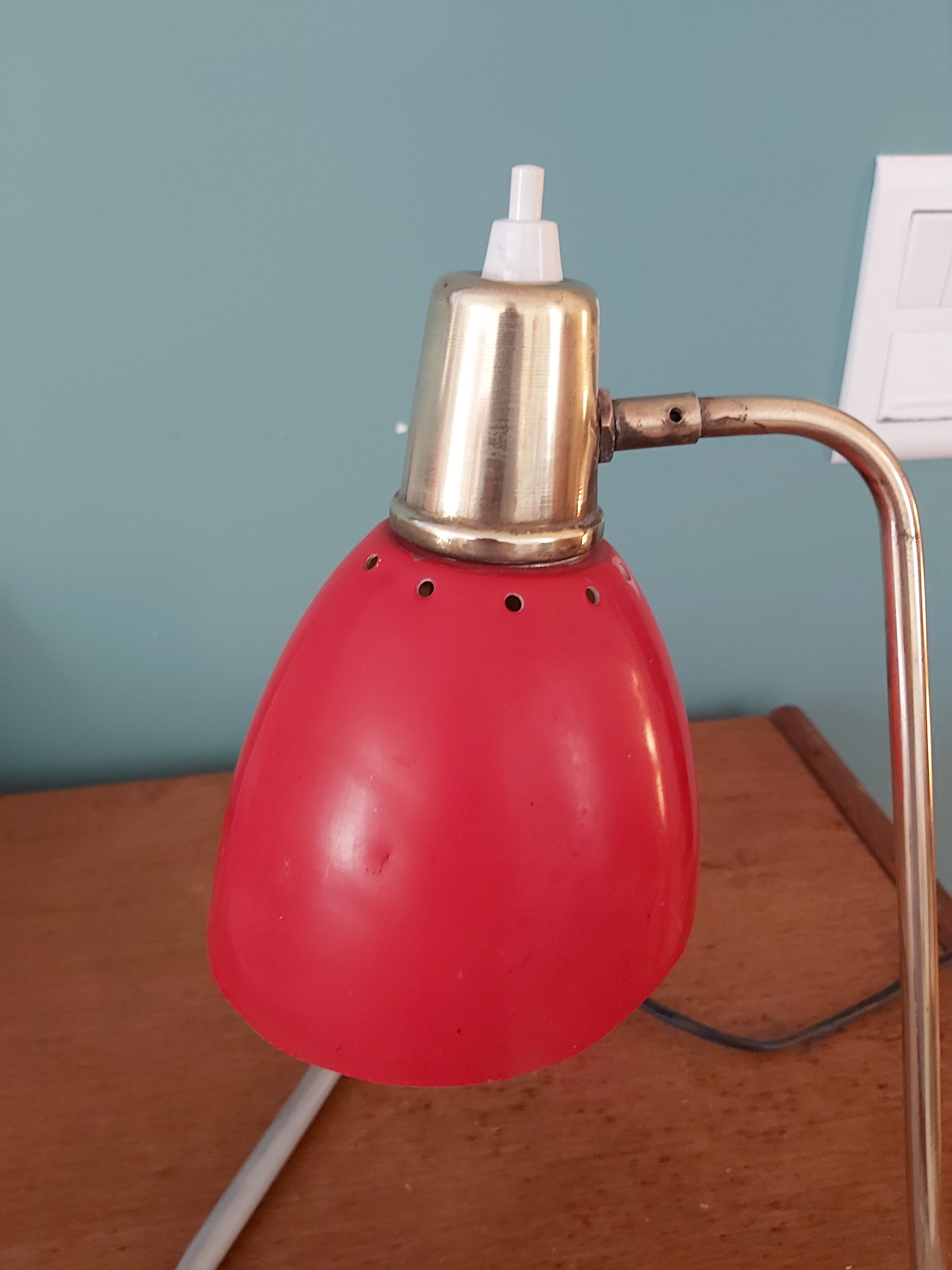 Vintage brass and metal casserole lamp