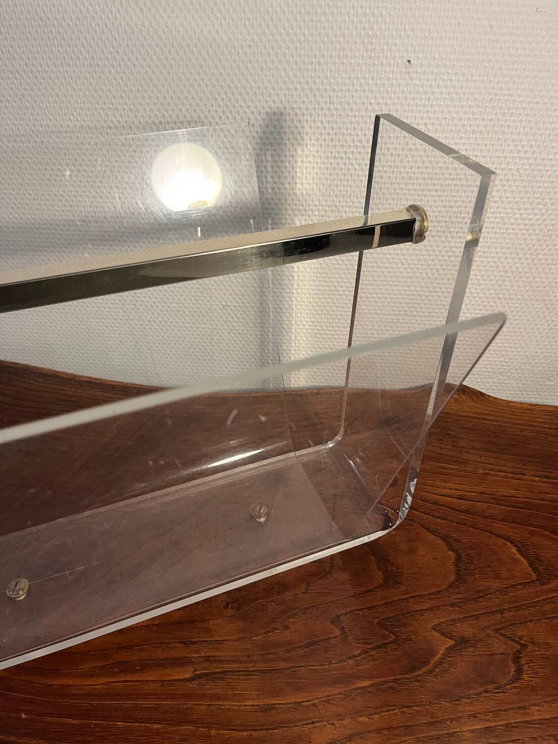 Plexiglas magazine rack by David Lange