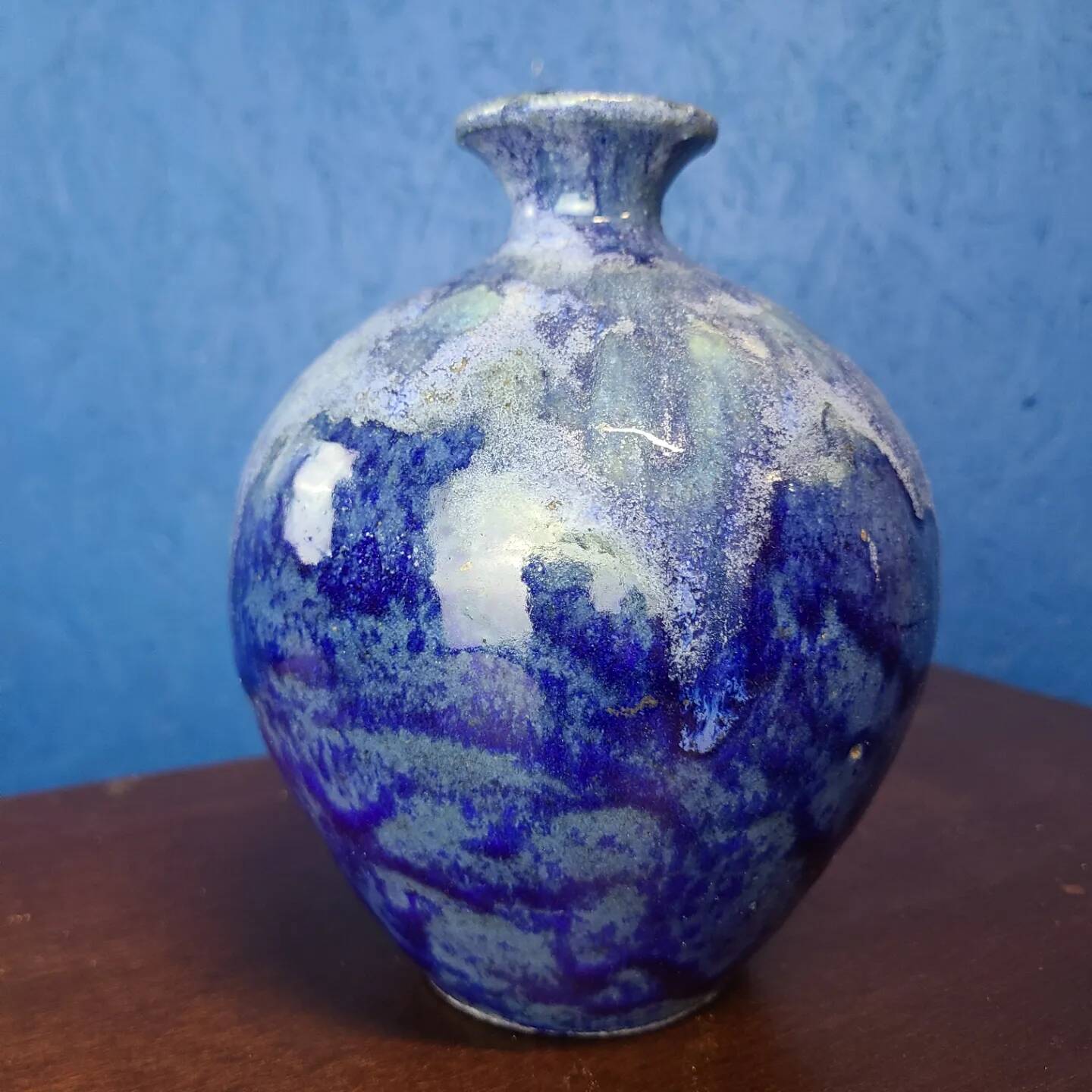 Blue stoneware flame vase circa 1960