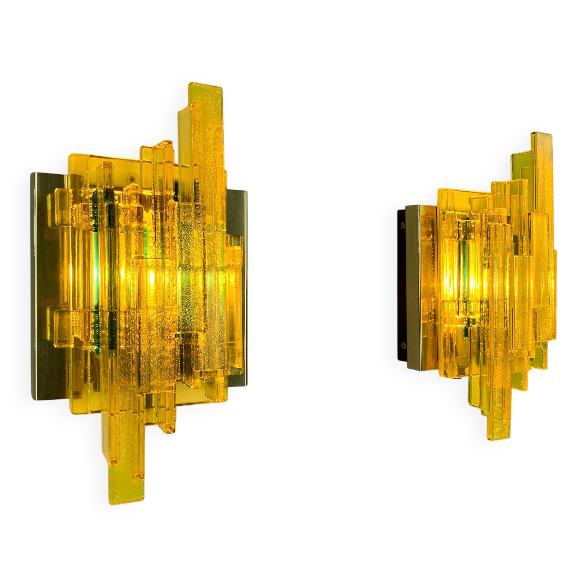 Pair of brutalist wall lights, Claus Bolby for Cebo Industri, Denmark, 1970.