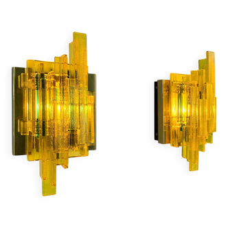 Pair of brutalist wall lights, Claus Bolby for Cebo Industri, Denmark, 1970.