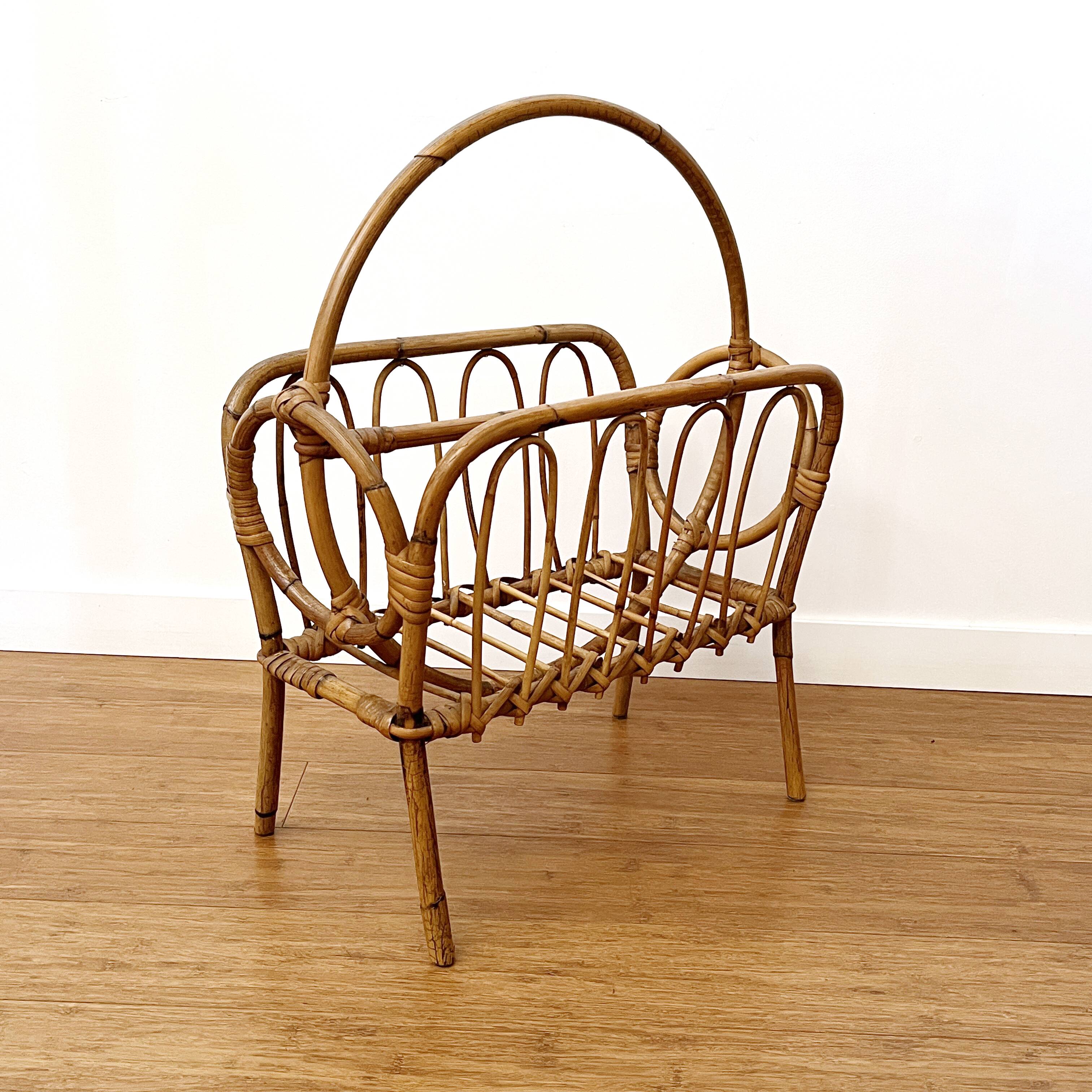 Rattan magazine rack