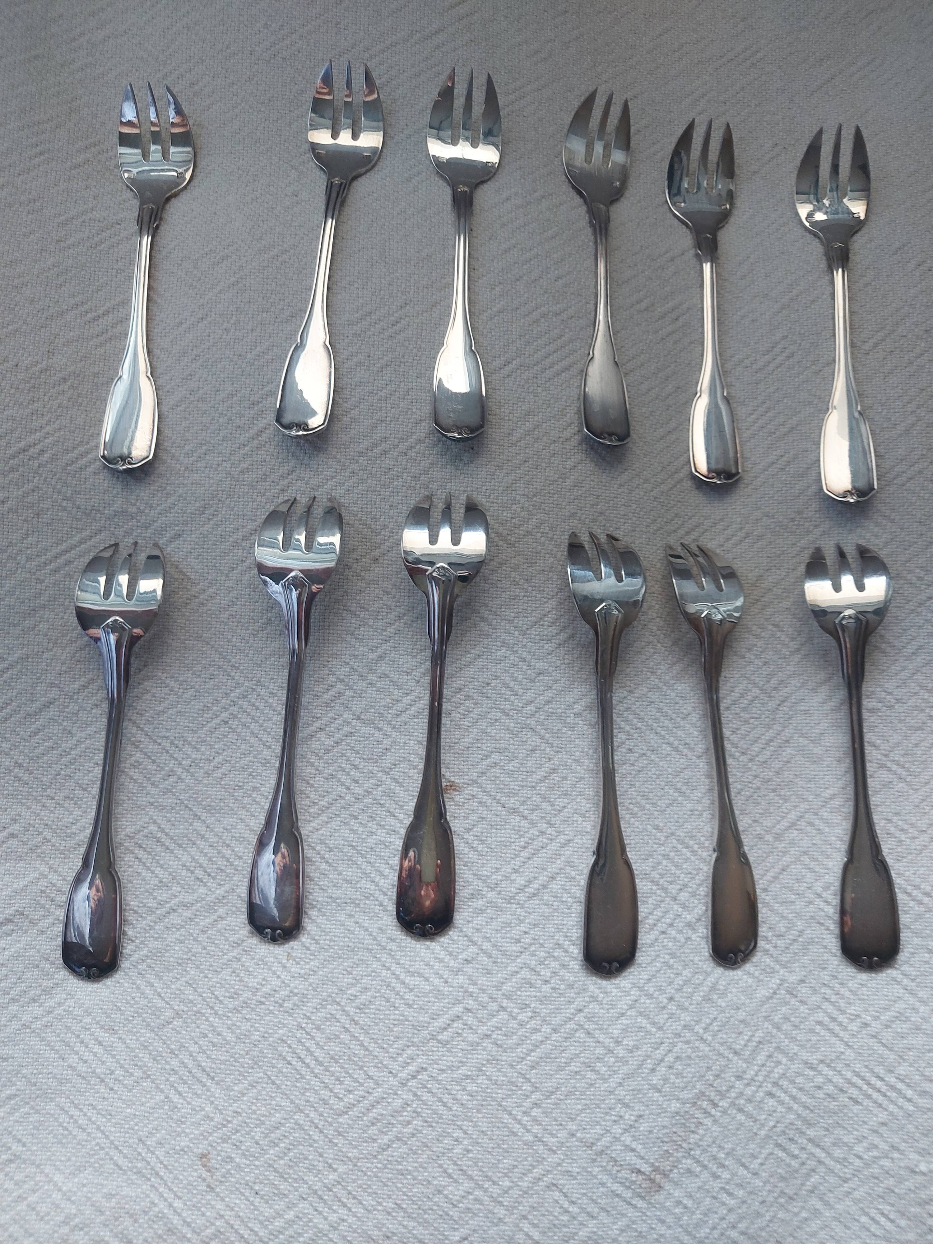 12 dessert forks in silver metal cailard bayard