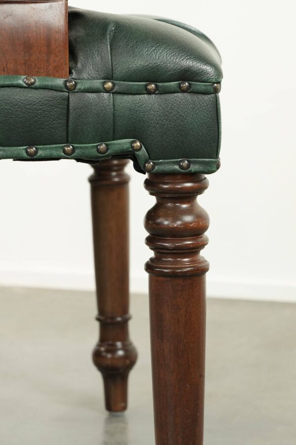 Chaise de bureau Chesterfield de style anglais en cuir vert