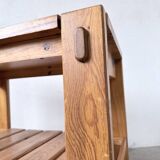 1980 pine wheeled console table