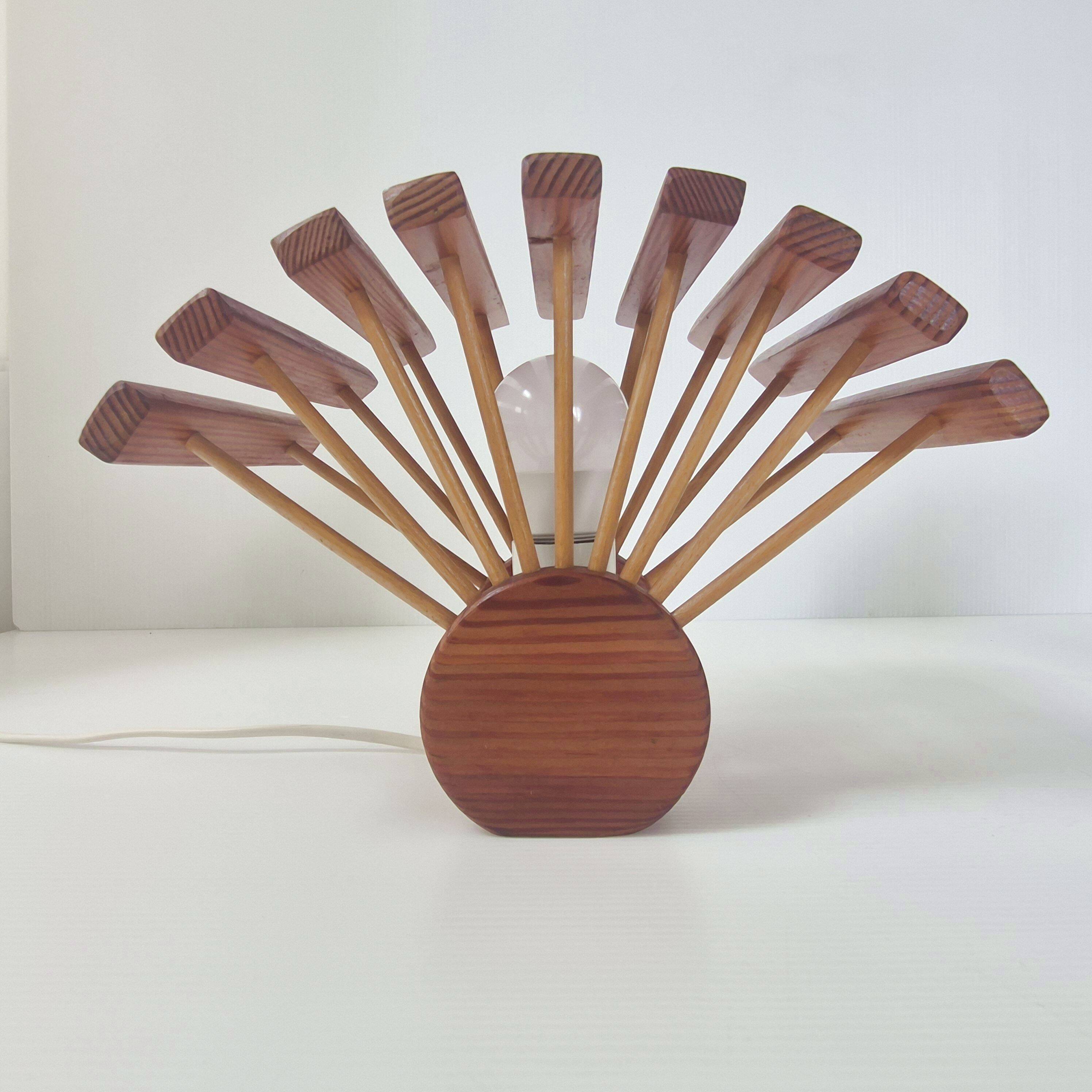 Pair of vintage lamps by Pierre Chapo in pine, 1960.