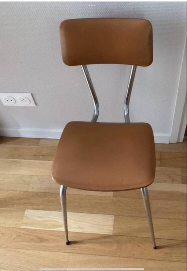 Vintage 70s chrome metal tub chair