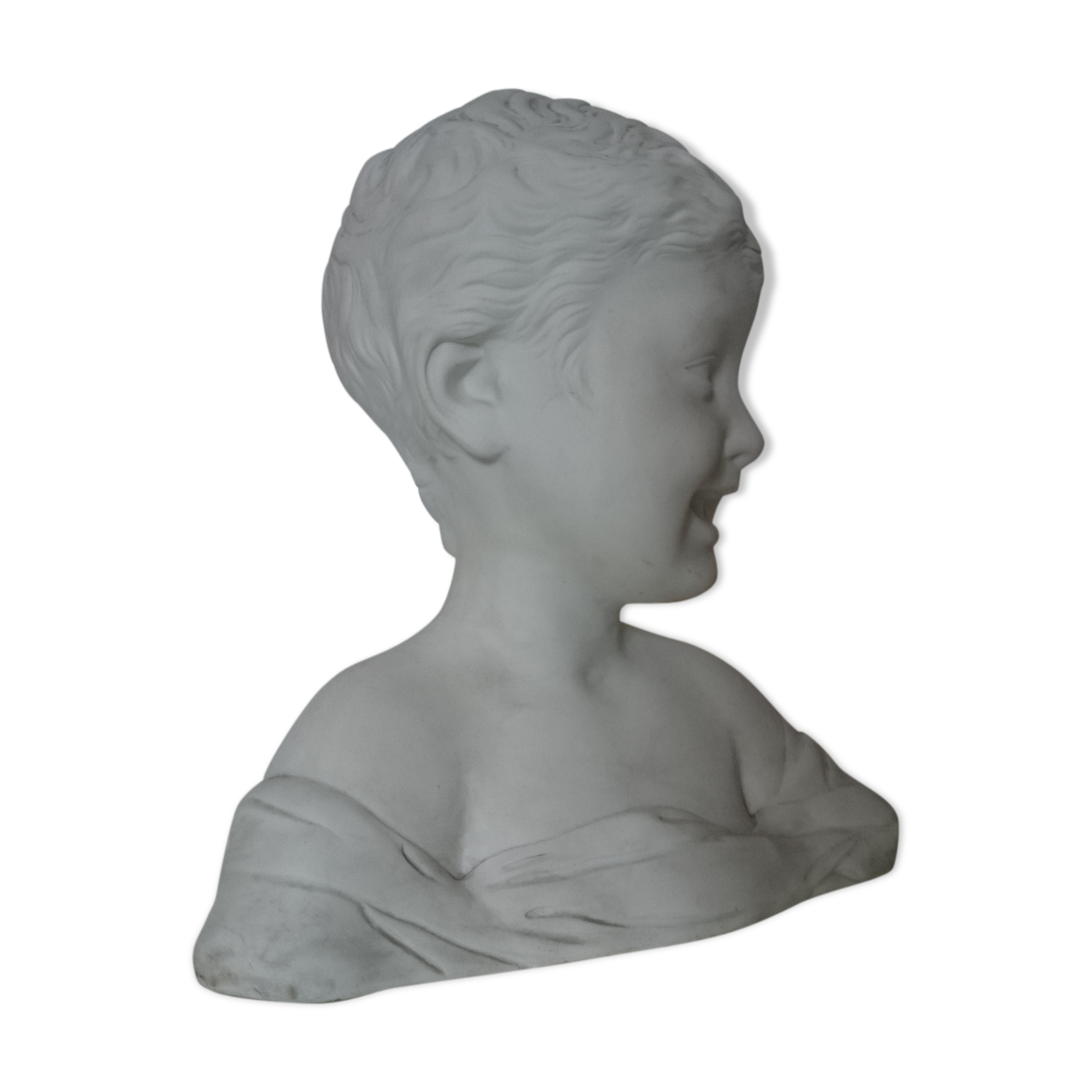 Laughing child bust after Donatello in Sèvres biscuit