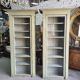 Magnificent pair of green painted fir bookcase display cabinet early 20th century