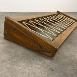 Vintage wooden wall coat rack with 6 chalet-style hooks