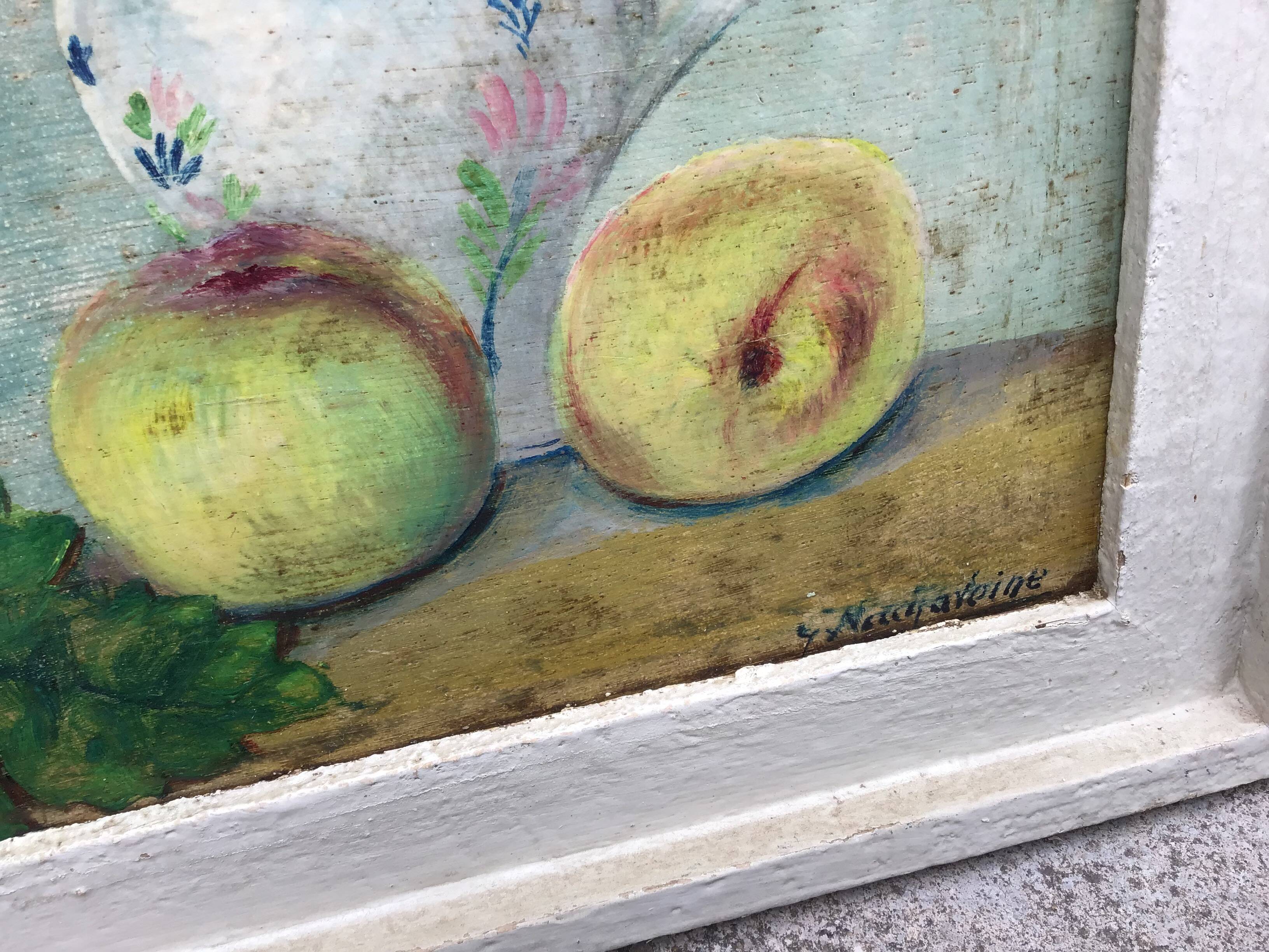 Oil on panel. our fishes