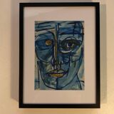 Cubist oil on paper signed Patrick Boudon circa 1970