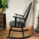 Vintage Scandinavian rocking chair in blackened wood from the 1970s