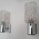 Four vintage chrome wall lights with square globes, Italian Targetti, 1970s