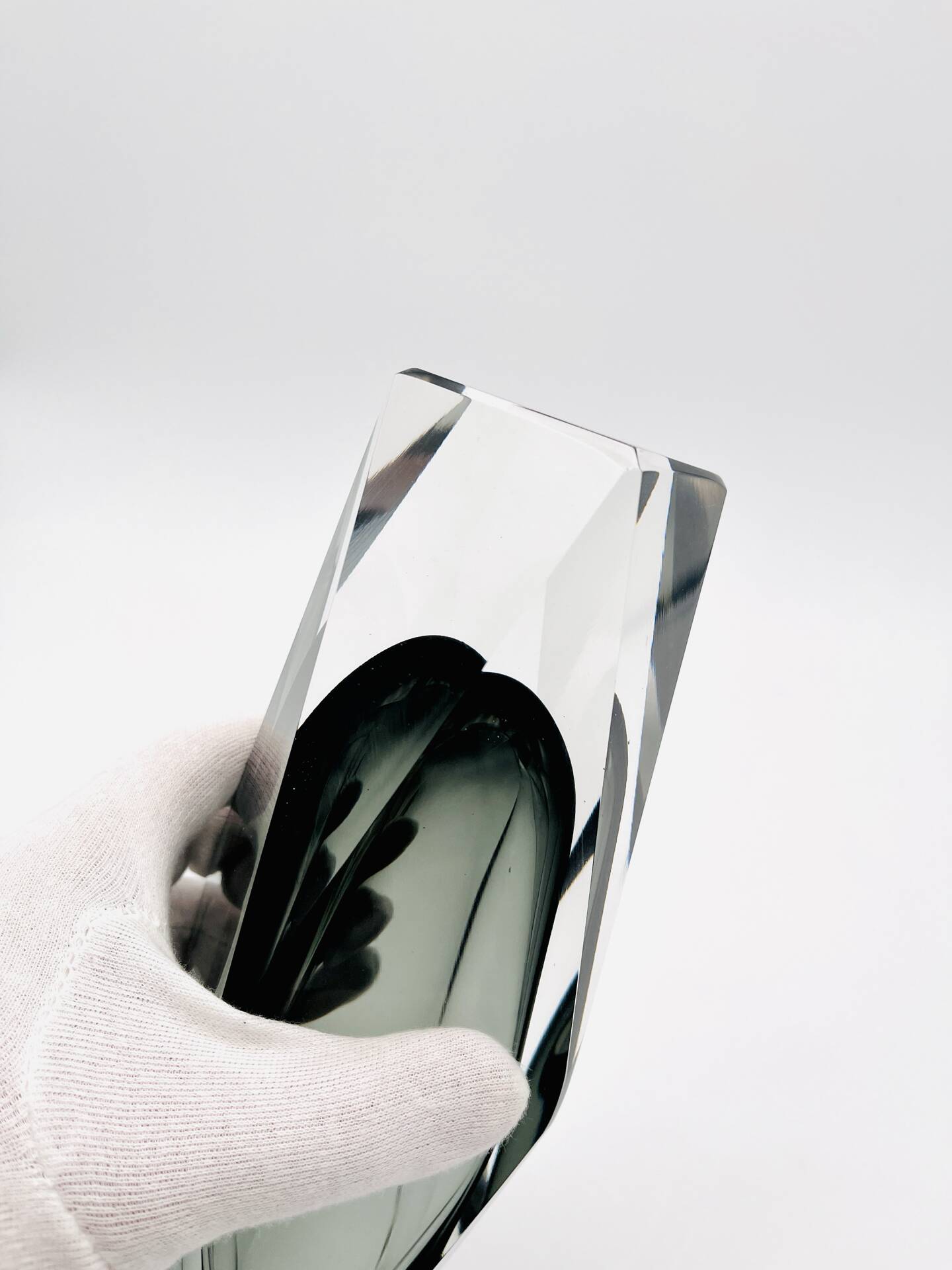 XXL Murano Sommerso Vase Alessandro Mandruzzato 27cm Grey Smoke