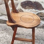 Set of rustic chairs and stools in carved oak, vintage, 1950s.