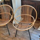 Pair of rattan armchairs