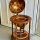 Globe bar on wheels with a rotating tray