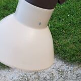 Floor lamp of the 70s in gilded brass lacquered beige metal and brown plastic 2 spots
