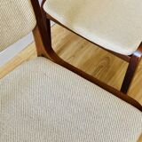 Set of 4 vintage chairs in teak and wool
