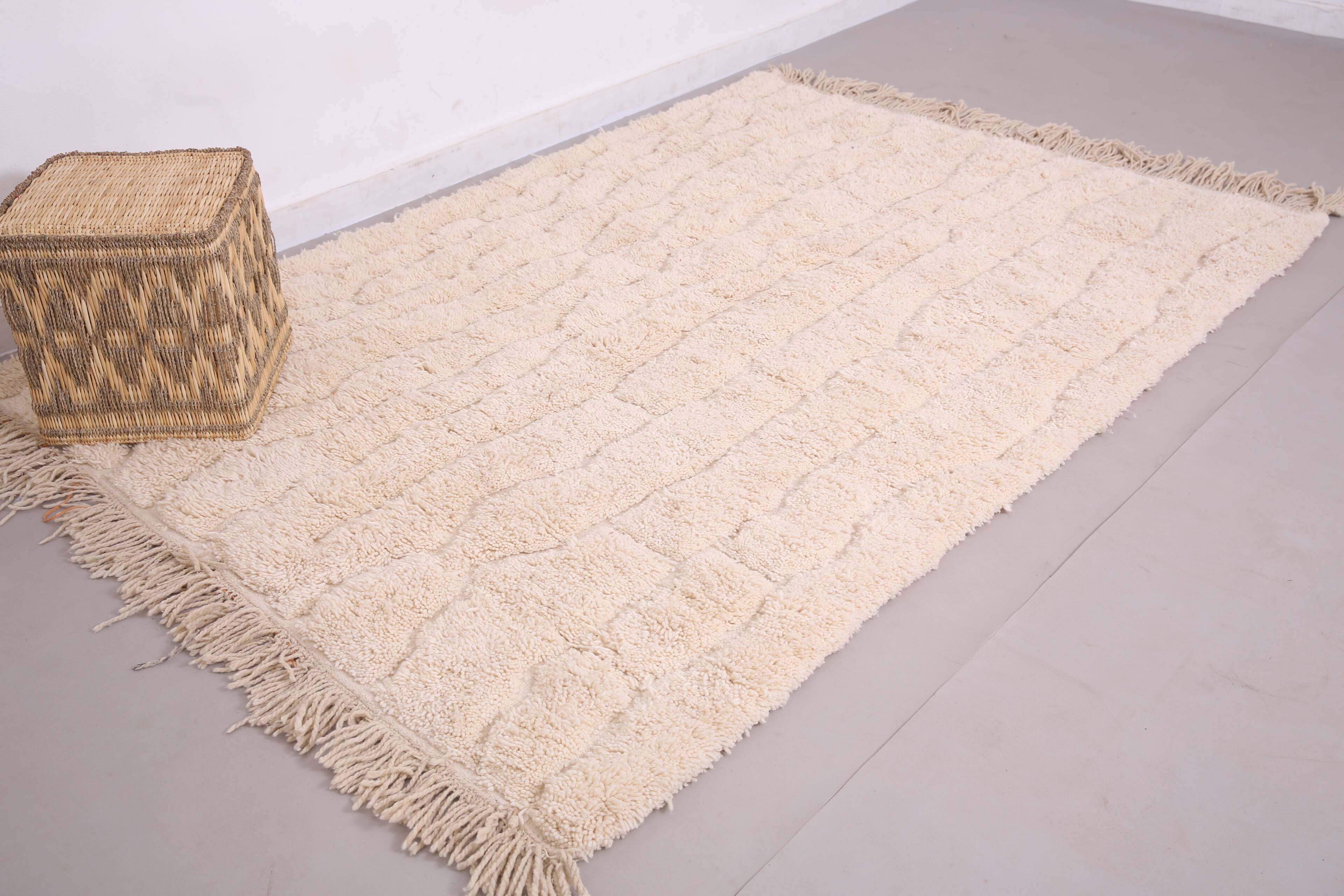 Cream Handmade Moroccan Rug 167 x 242 cm - Beige Beni Ourain Rug Berber