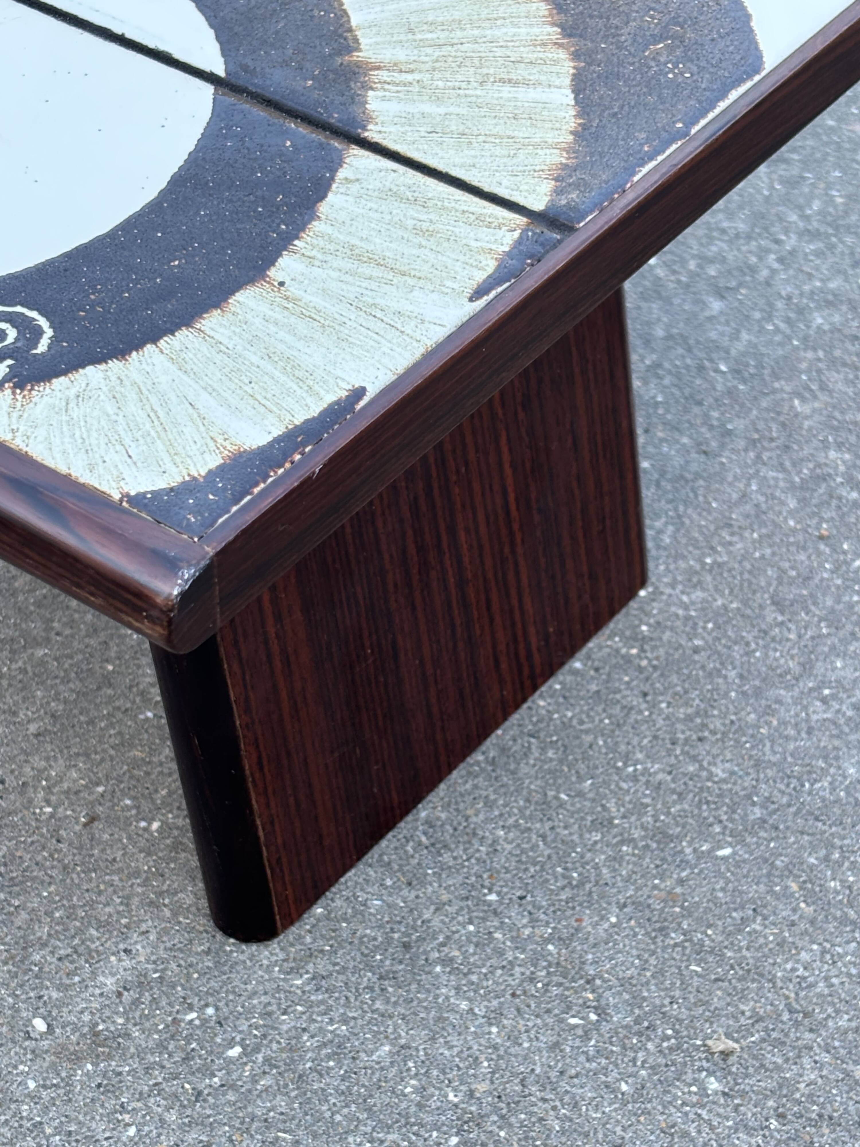 Vintage plant table small side table with rosewood tiles