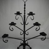 Antique wrought iron candlestick, brutalist candle holder, vintage candlestick