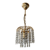 Small vintage brass chandelier with crystal droplets