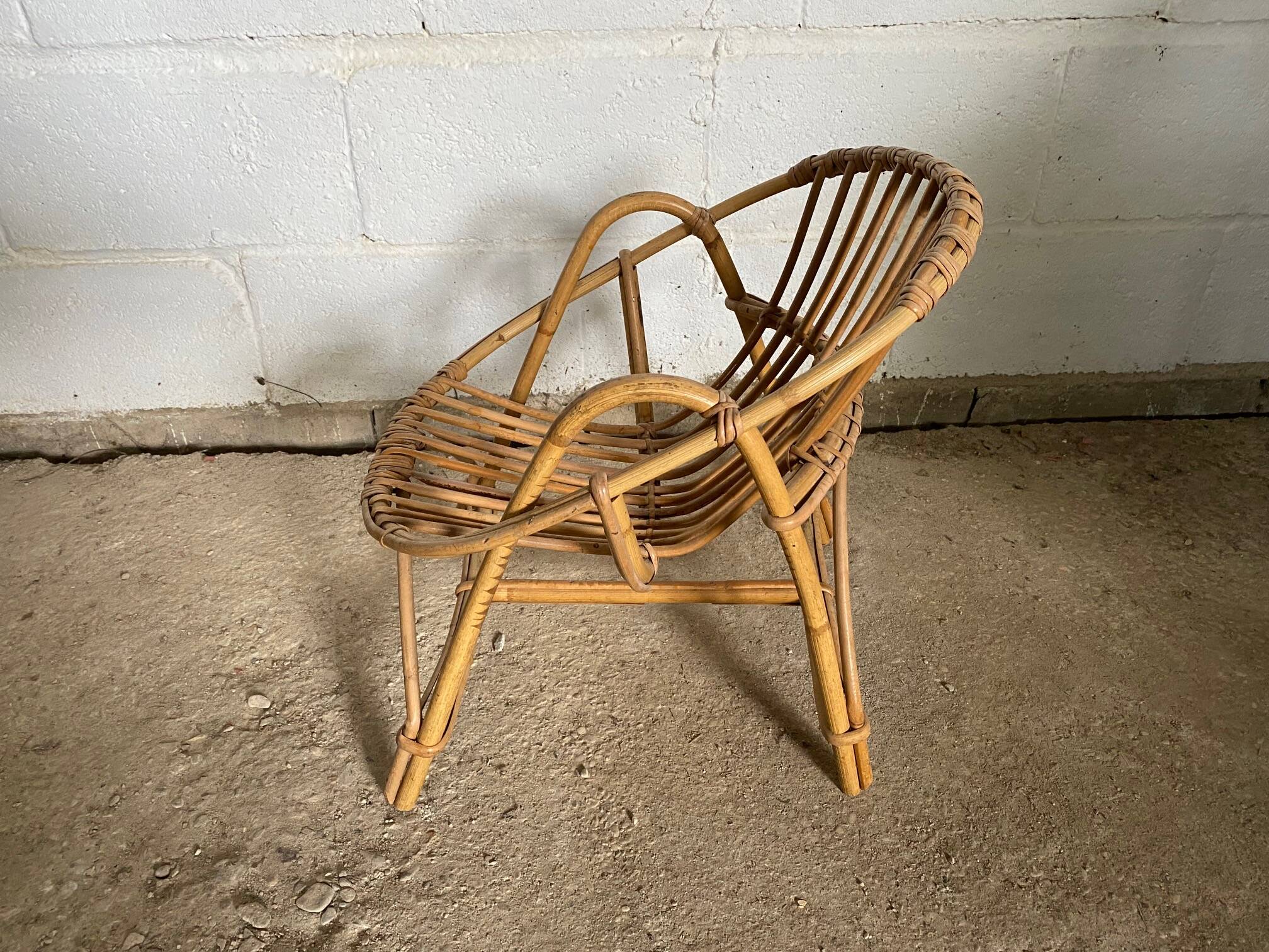 Vintage rattan children's armchair 1960s