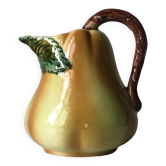 Handmade pear pitcher in Portuguese pottery style