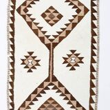 3x12 Geometric Beige & Brown Kilim Runner Rug, 102x357Cm