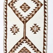 3x12 Geometric Beige & Brown Kilim Runner Rug, 102x357Cm