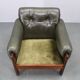 Fauteuil en cuir vert des années 70, Tchécoslovaquie.