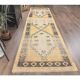 Vintage Gold-Beige Turkish Hand-Knotted Hallway Runner 115x419