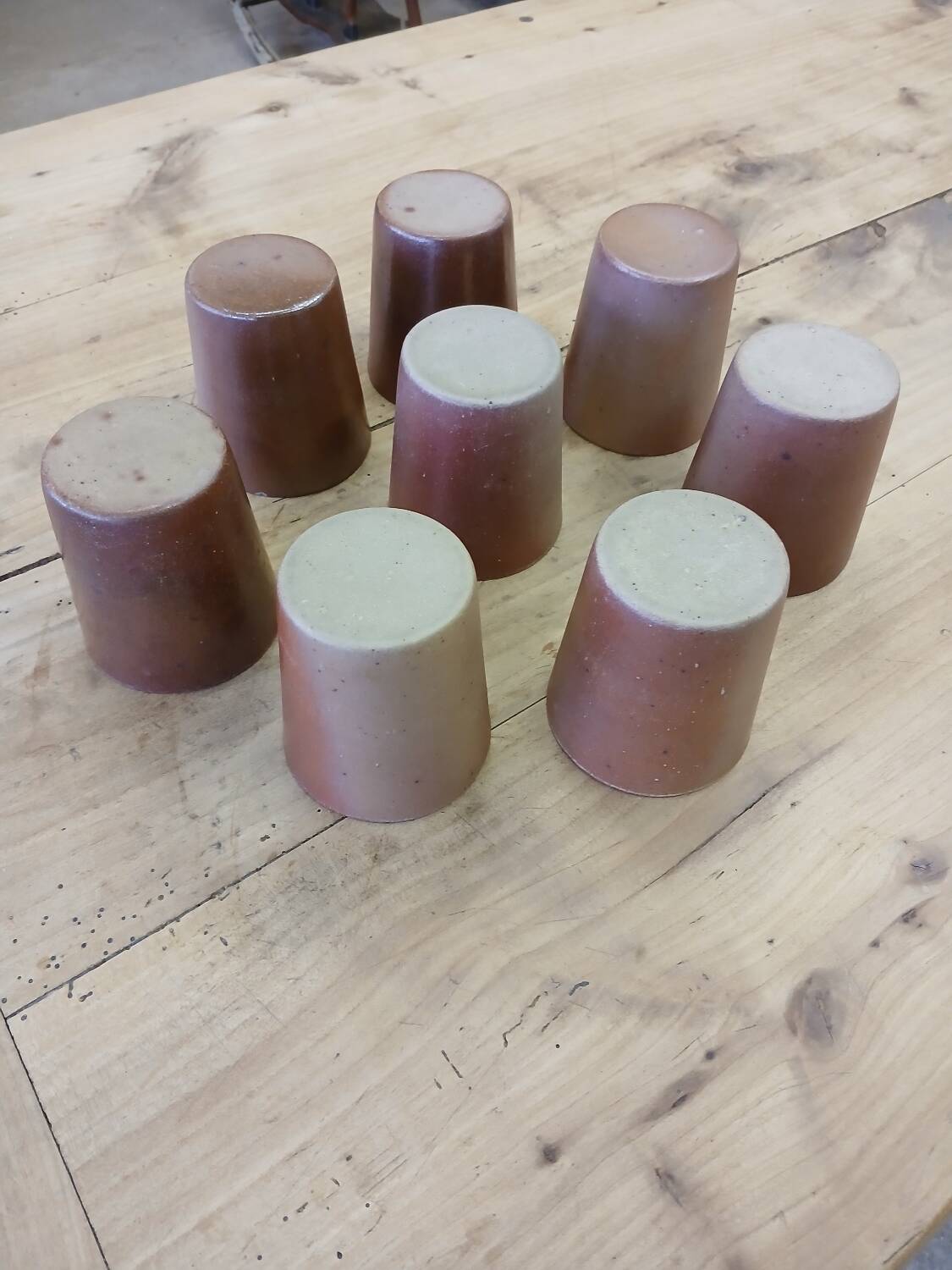 8 antique glazed stoneware cups/glasses