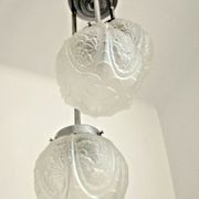 french art deco light in chrome with 3 floral opaque glass shades