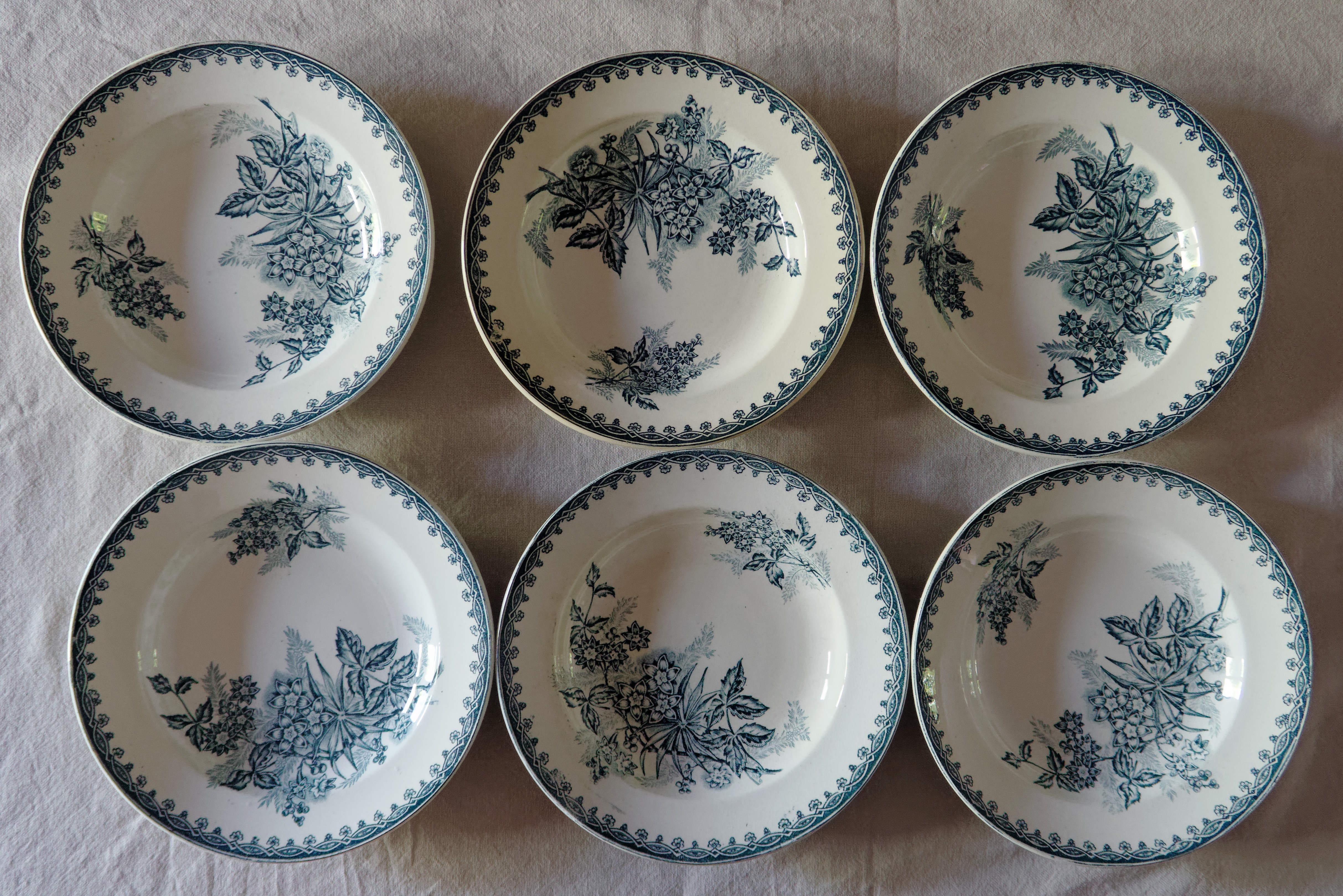 Lot 6 hollow plates old iron earth St Amand model Margot