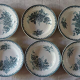 Lot 6 assiettes creuses anciennes terre de fer St Amand modèle Margot