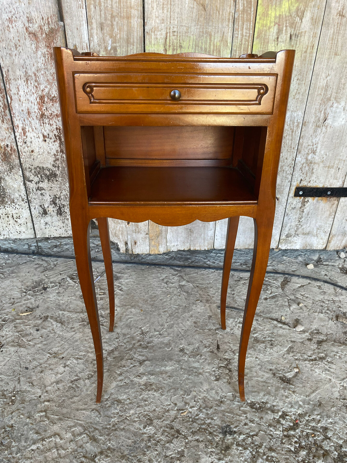 Antique nightstand louis xv style cherry wood drawer + vintage case