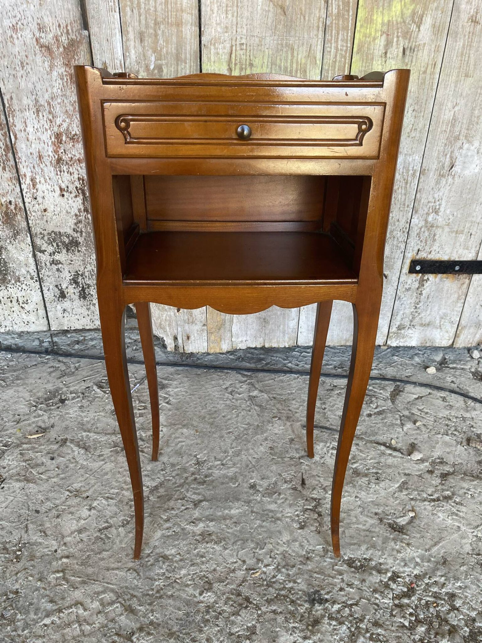 Antique nightstand louis xv style cherry wood drawer + vintage case