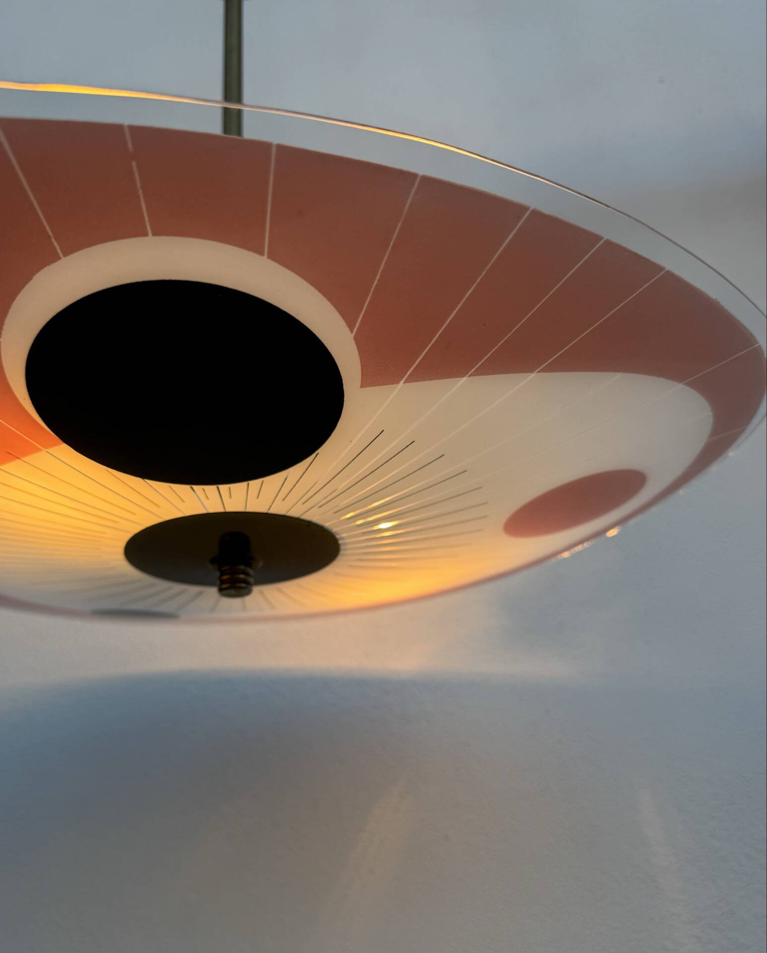 Screen-printed glass pendant from the 1960s