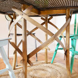 Table ronde Bois & Cannage
