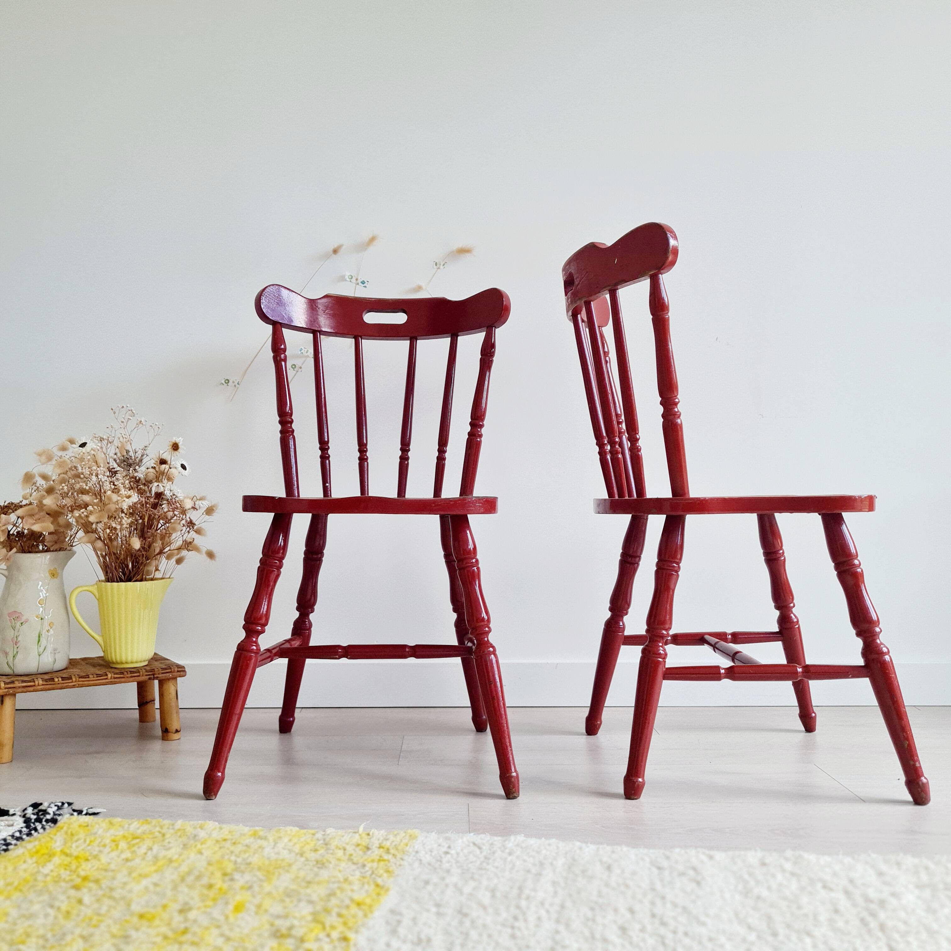 Antique Western bistro chairs in patinated red