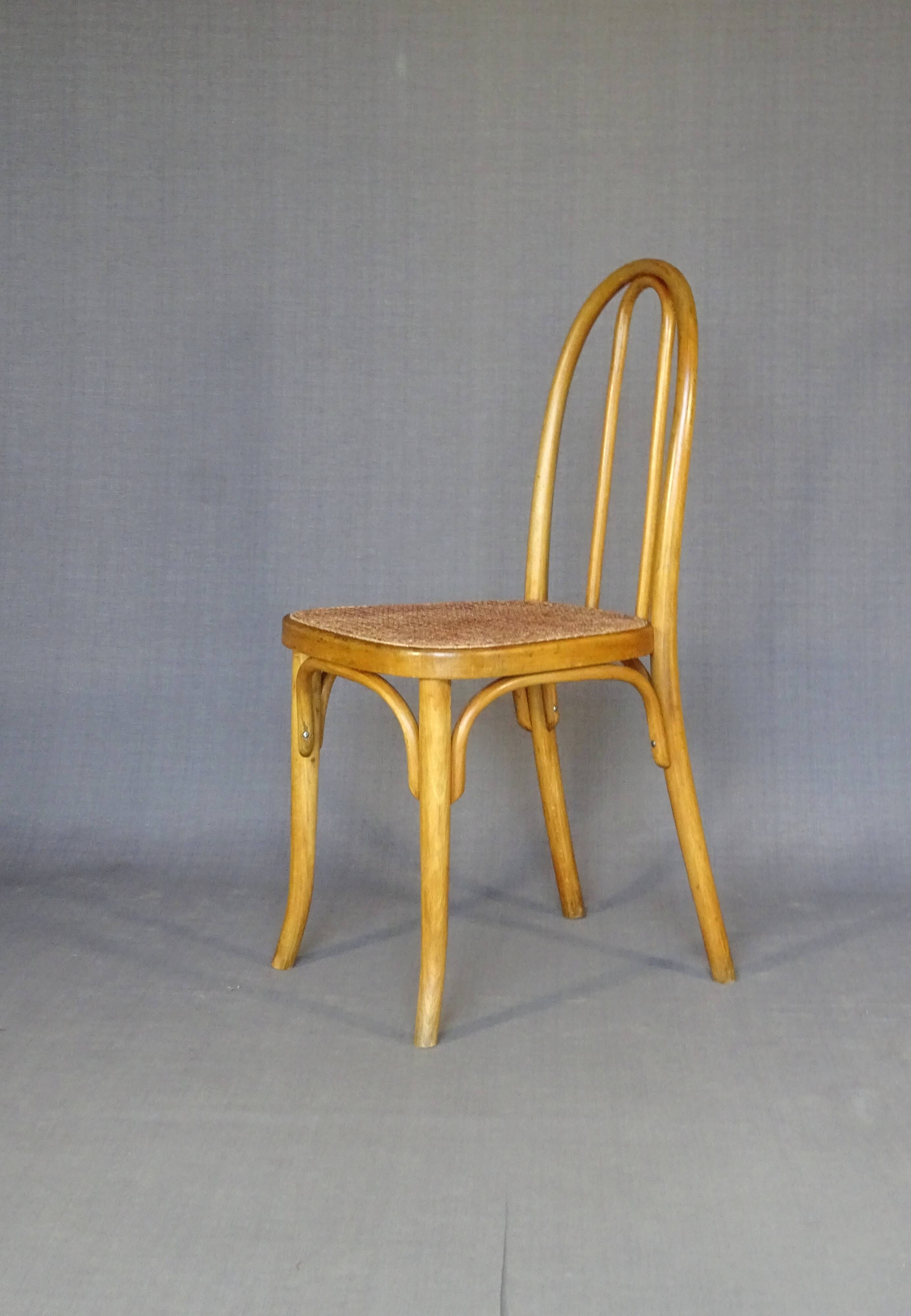 Set of 4 THONET chairs No. A 738 from 1920, caned - bistro -
