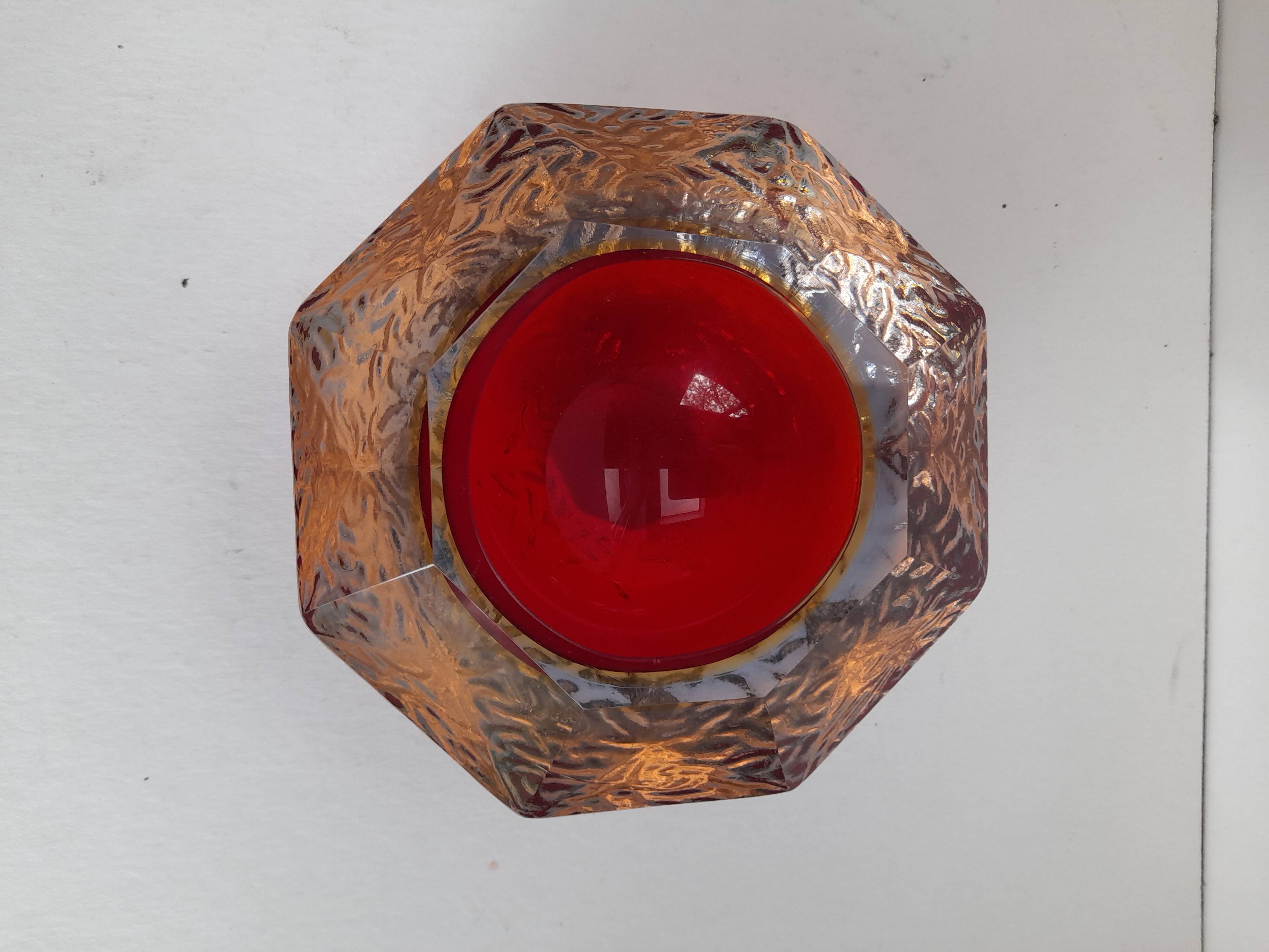 Triple submerged ashtray made of Murano glass
