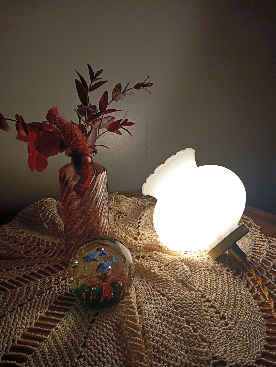 White opal curved glass hanging lamp, art deco style