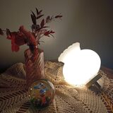 White opal curved glass hanging lamp, art deco style