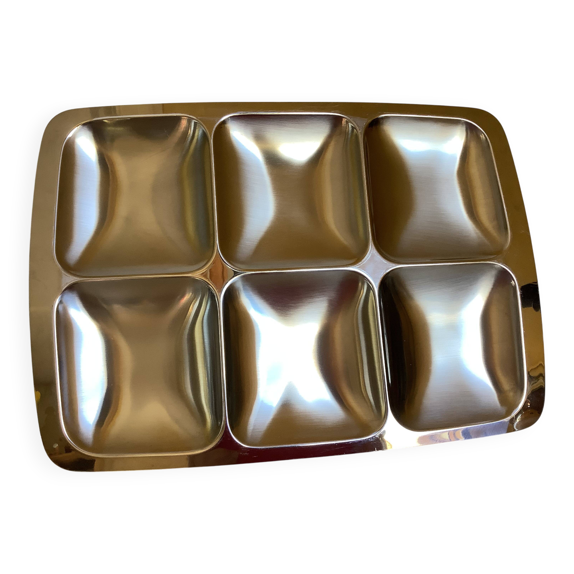Italy brushed metal compartment dish