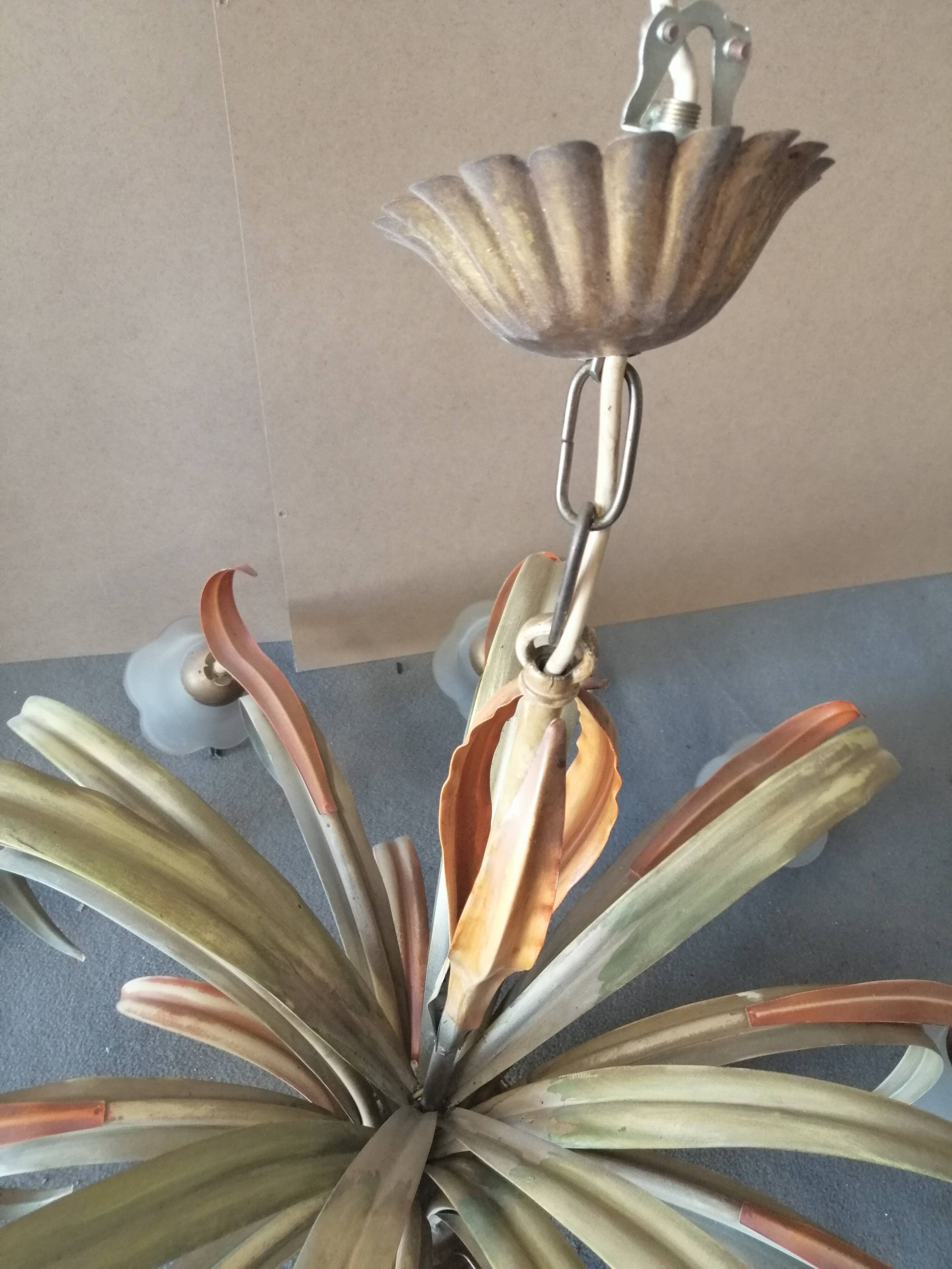 Painted metal chandelier with flowers